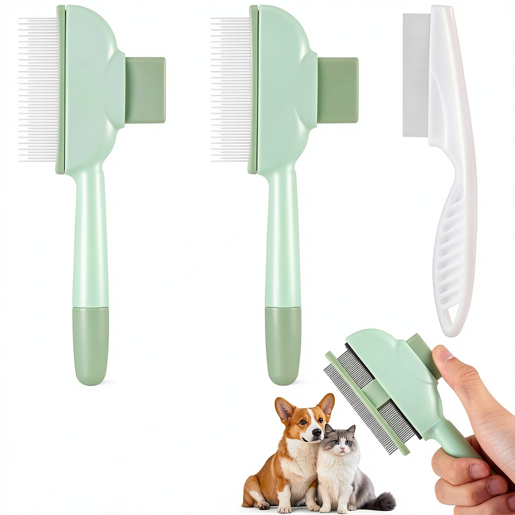 'Lusofie pet flea comb showing dual-sided teeth design'