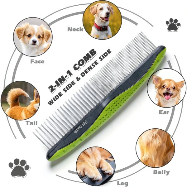 UGNEL Pet Grooming Kit Stainless Steel Deshedding Brush-3