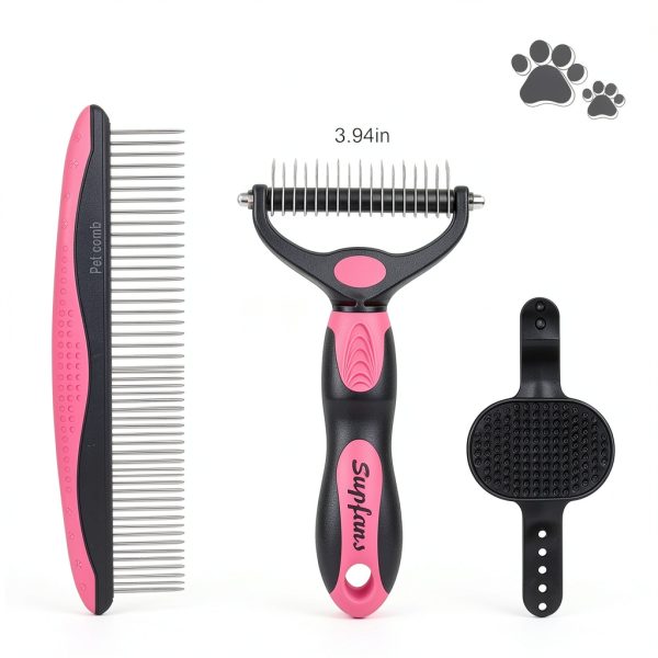 UGNEL Pet Grooming Kit Stainless Steel Deshedding Brush Comb-6