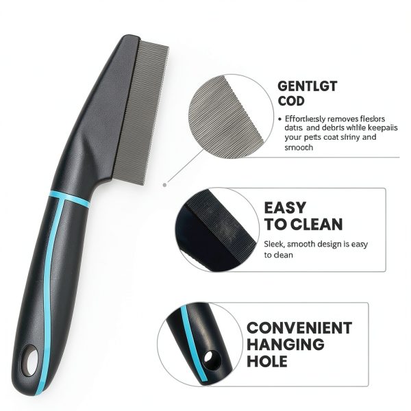 Richpet Flea Comb Stainless Steel Teeth Ergonomic Handle-2