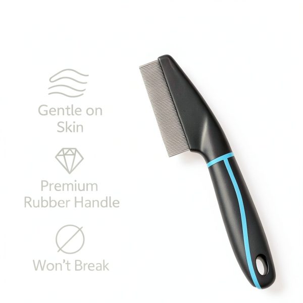 Richpet Flea Comb Stainless Steel Teeth Ergonomic Handle-1