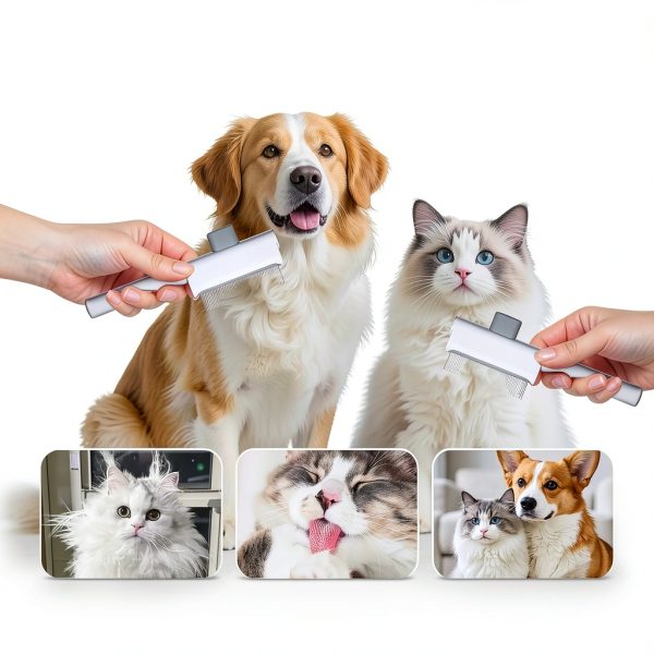Xoermioy Cat Flea Comb Set Dual Tooth Pet Grooming Tools-2