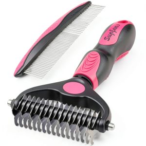 UGNEL Pet Grooming Kit Stainless Steel Deshedding Brush Comb-0