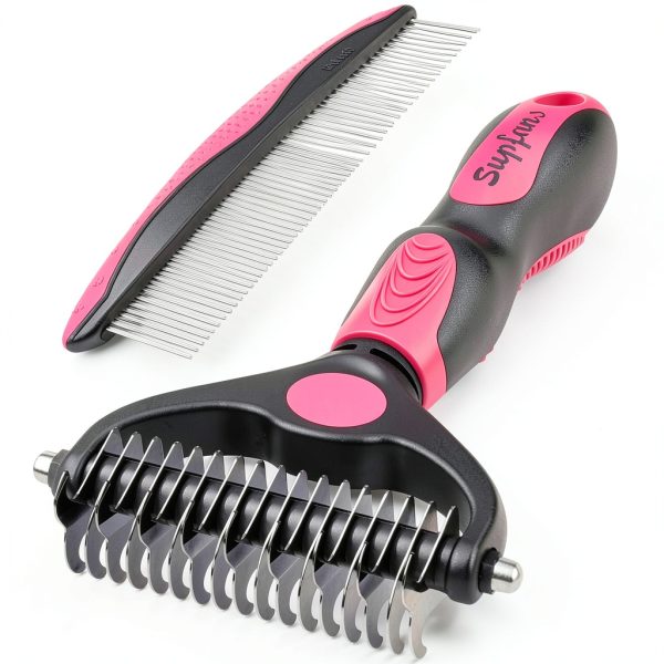 UGNEL Pet Grooming Kit Stainless Steel Deshedding Brush Comb-0