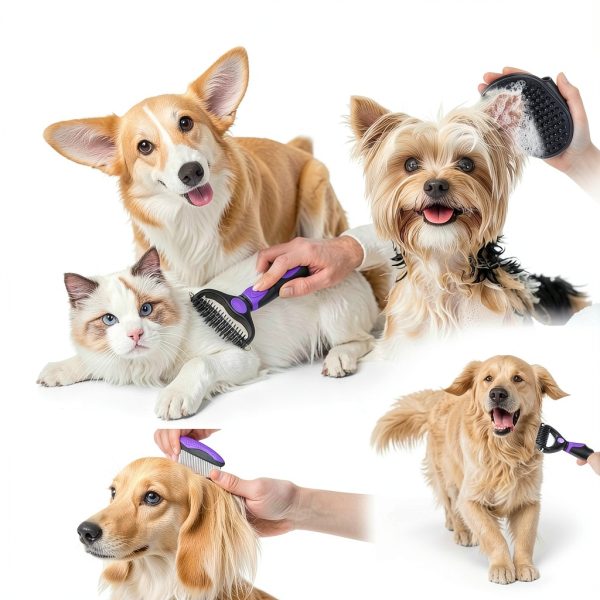 Dog Grooming Kit UGNEL 3PCS Stainless Steel Brush-5