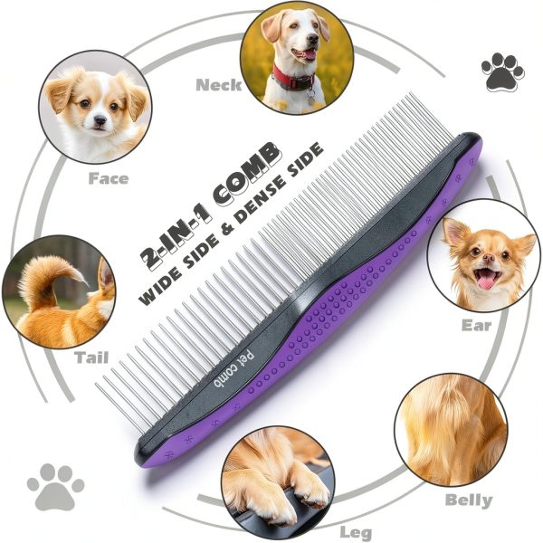 Dog Grooming Kit UGNEL 3PCS Stainless Steel Brush-3
