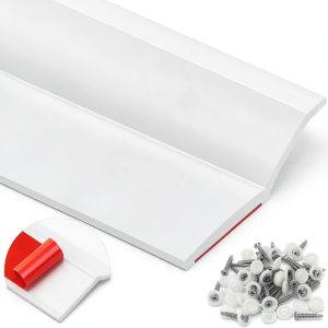 ToLanbbt Garage Door Seal Top and Sides - 40FT TPE Garage Door Weather Stripping Top and Side Trim Seal Replacement with Adhesive Backed, Nails and Lids, White-0